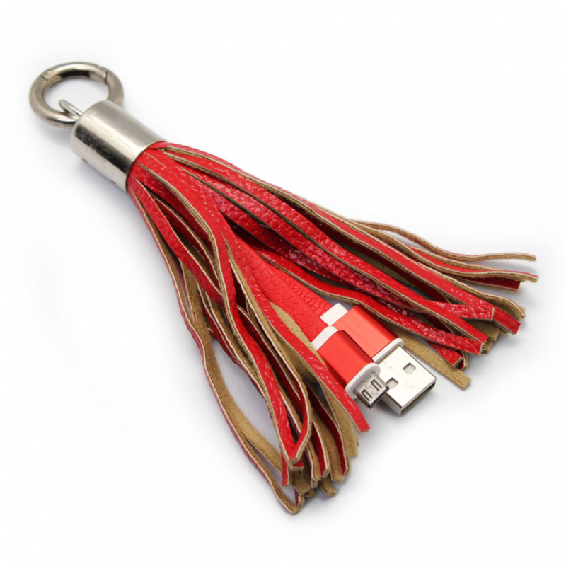 Data kabal sa priveskom micro USB crveni - Data kablovi sa priveskom Mikro USB