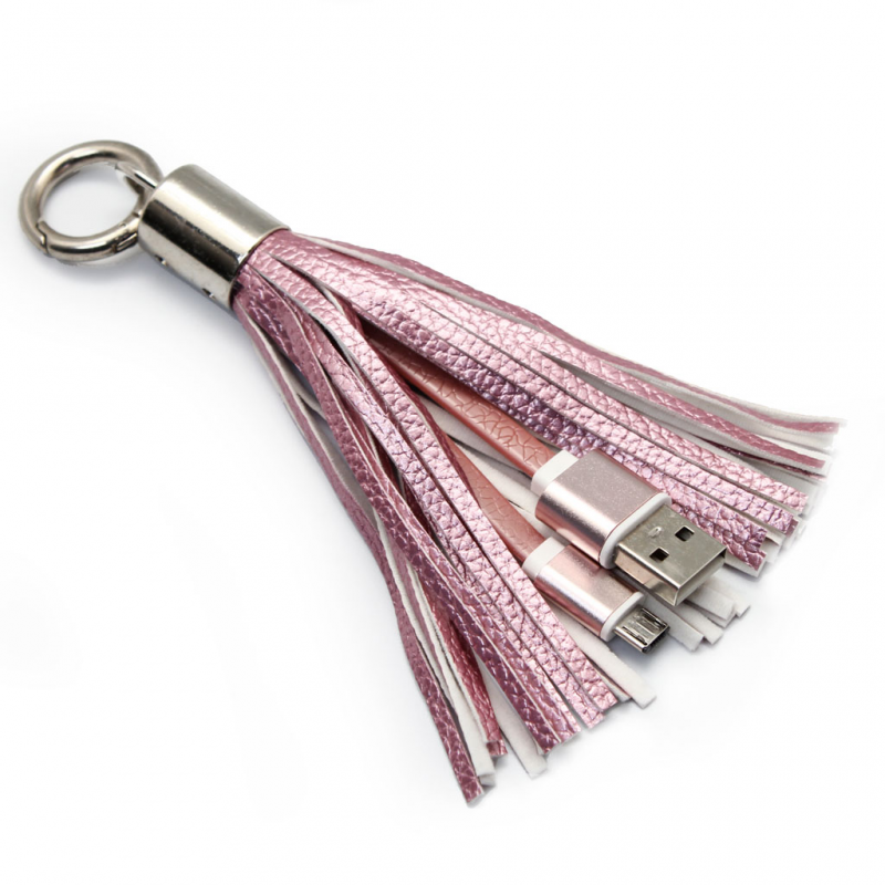 Data kabal sa priveskom micro USB roze - Data kablovi sa priveskom Mikro USB