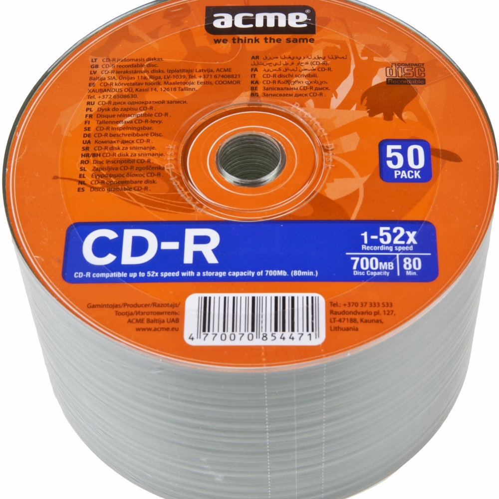 CD-R 80/700MB Acme 1/50 celofan 52x - CD